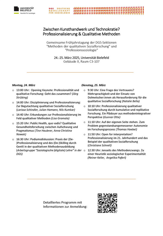 Tagungsplakat mit Titel, Zeit, Ort und Vortragsprogramm